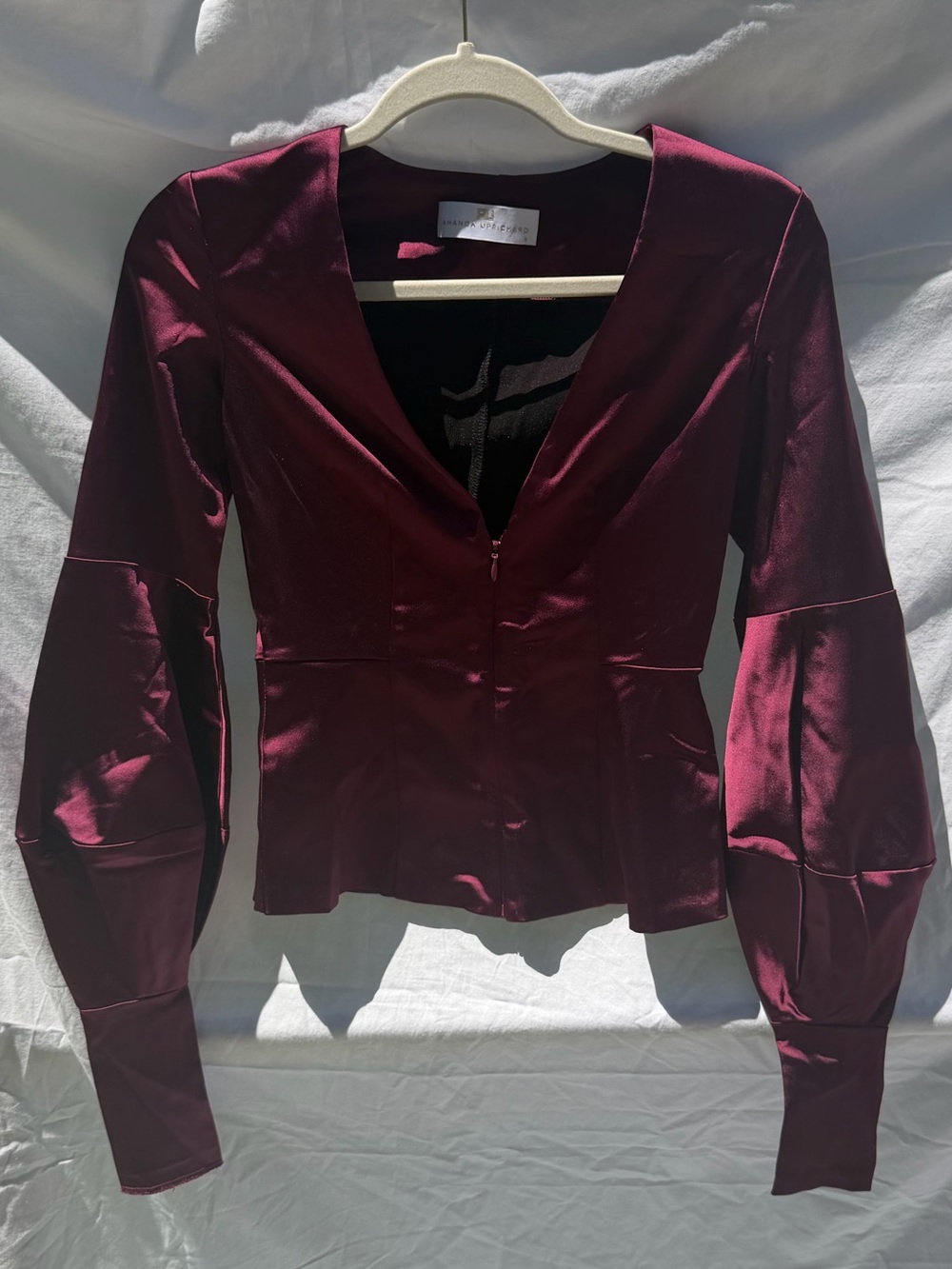 Amanda Uprichard Burgundy Satin Top